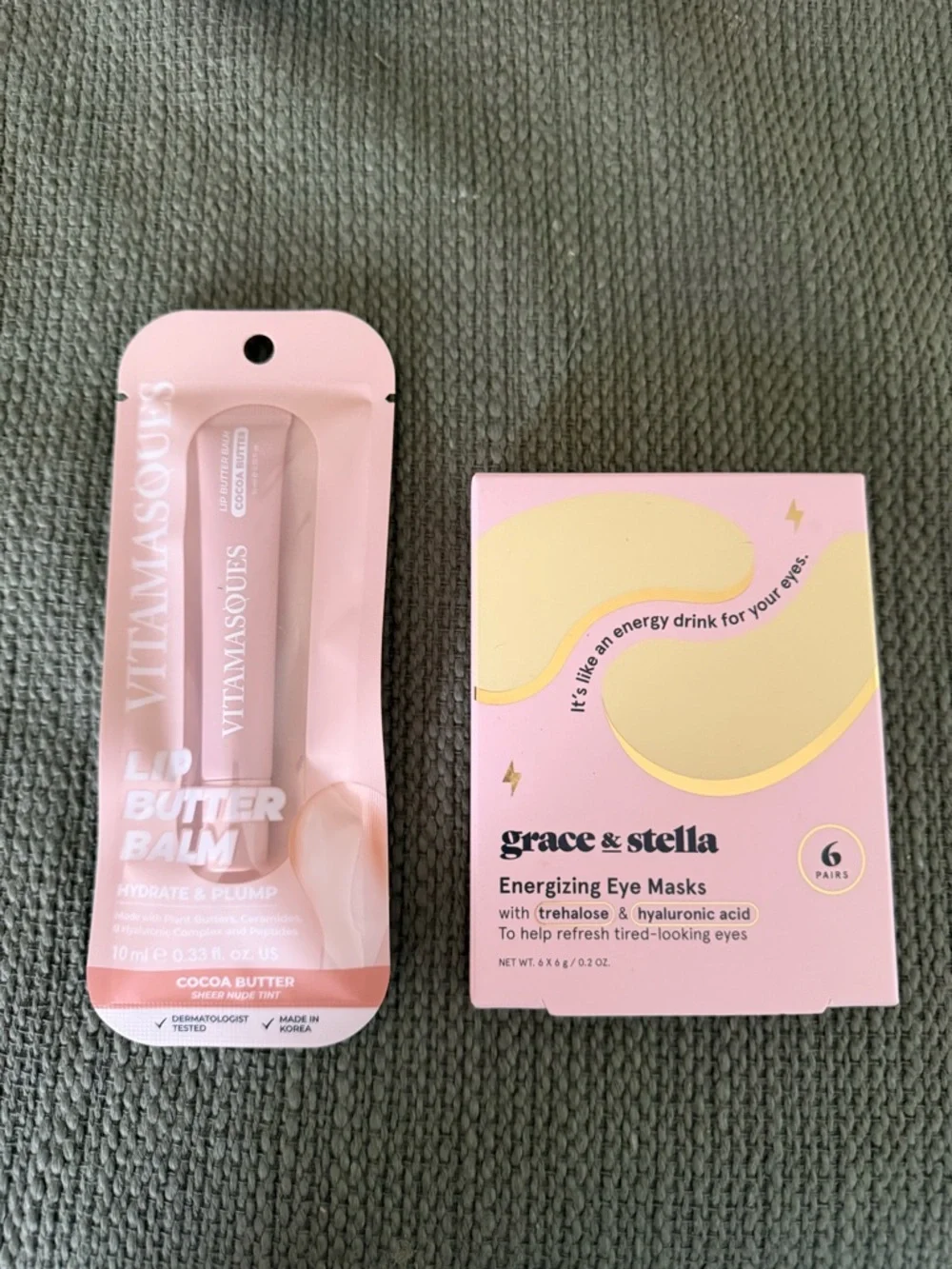 Vitamassques Pink Lip Butter Balm + Grace & Stella Eye Masks Self Care Bundle